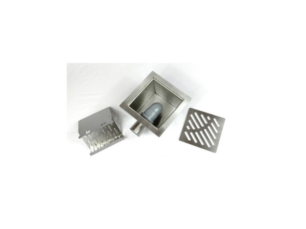 Podni sifon komplet s PERFORIRANIM UZORKOM 300x300x206mm INOKS Ø110mm vodoravno