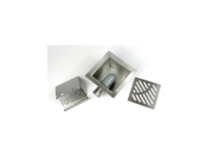 Podni sifon komplet s PERFORIRANIM UZORKOM 300x300x206mm INOKS Ø110mm vodoravno