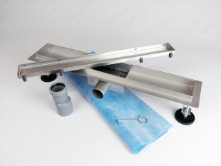 Kanaleta tuš za vgradnjo KERAMIKE, dimenzij: 800(d)x70(š)x70(v)mm INOX